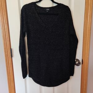 Black Sparkly V-Neck Sweater